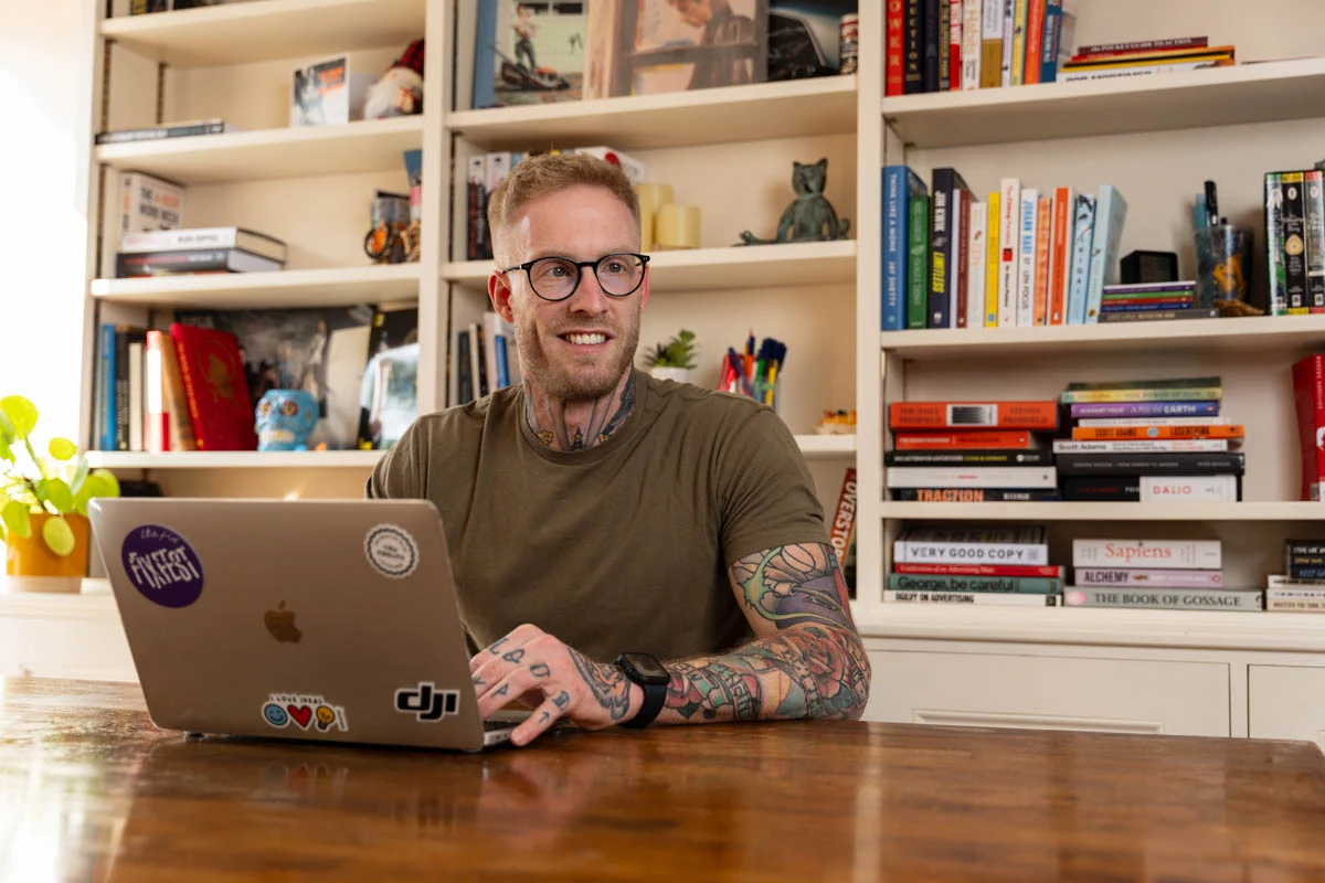 Chris Silvestri working at a laptop